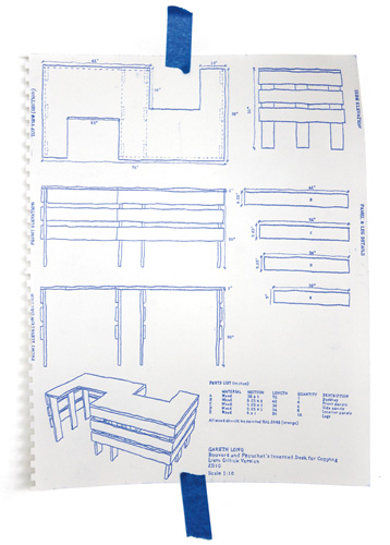 Gareth Long - Bouvard and Pecuchet's Invented Desk For Copying - Construction Diagram - Liam Gillick Version